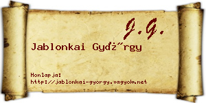 Jablonkai György névjegykártya